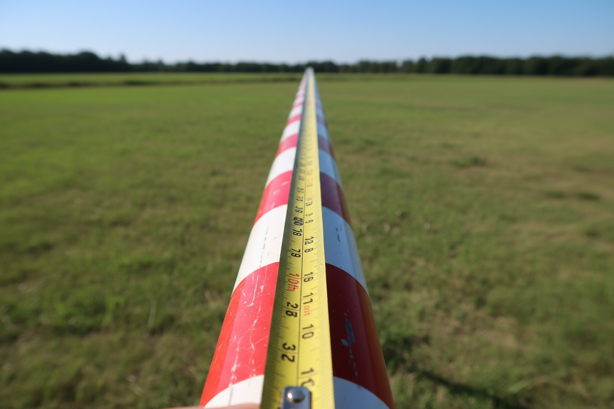 Red and white markings on telescopic rod